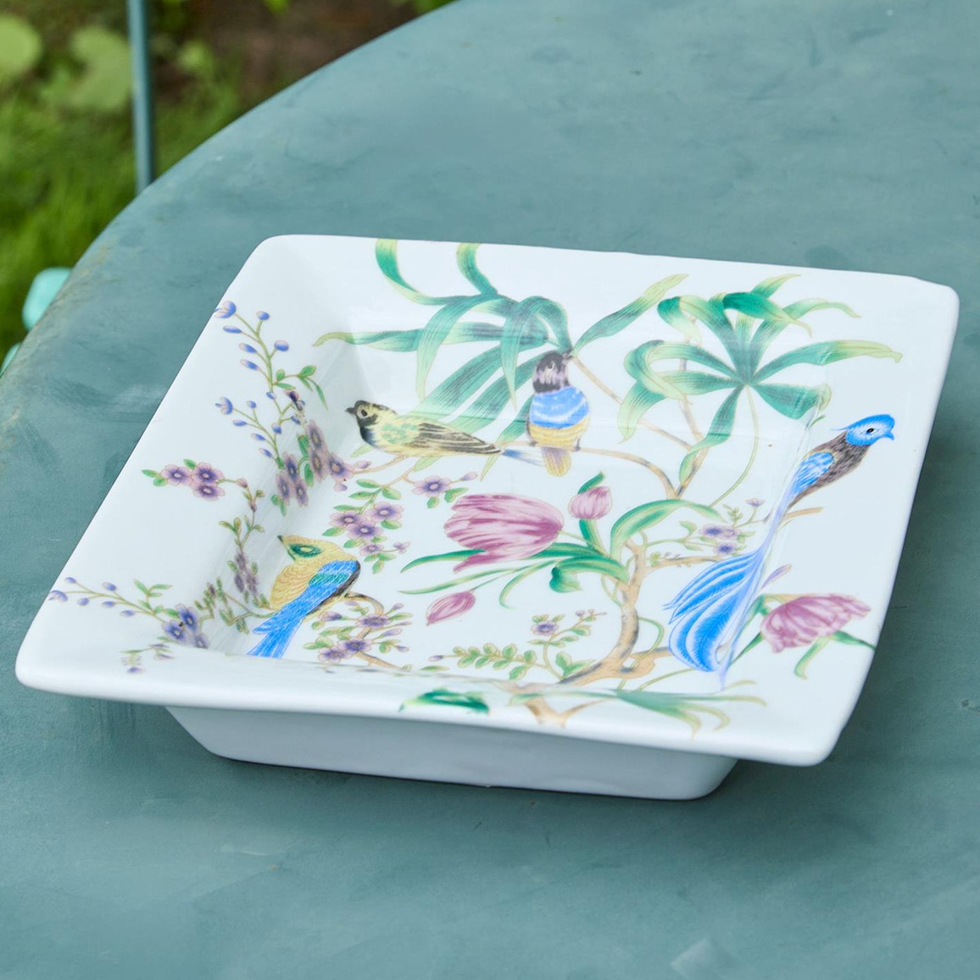7 1/2" Bird & Blossom Chinoiserie Decorative Tray