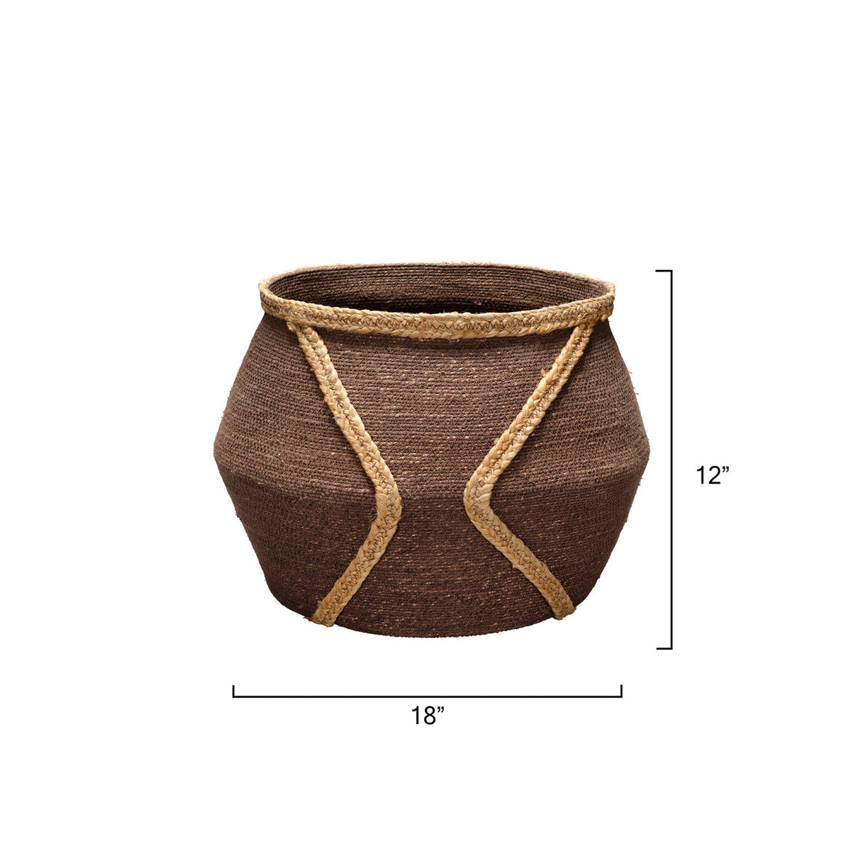 Jamie Young Python Brown Seagrass Basket in Brown Seagrass, side profile view