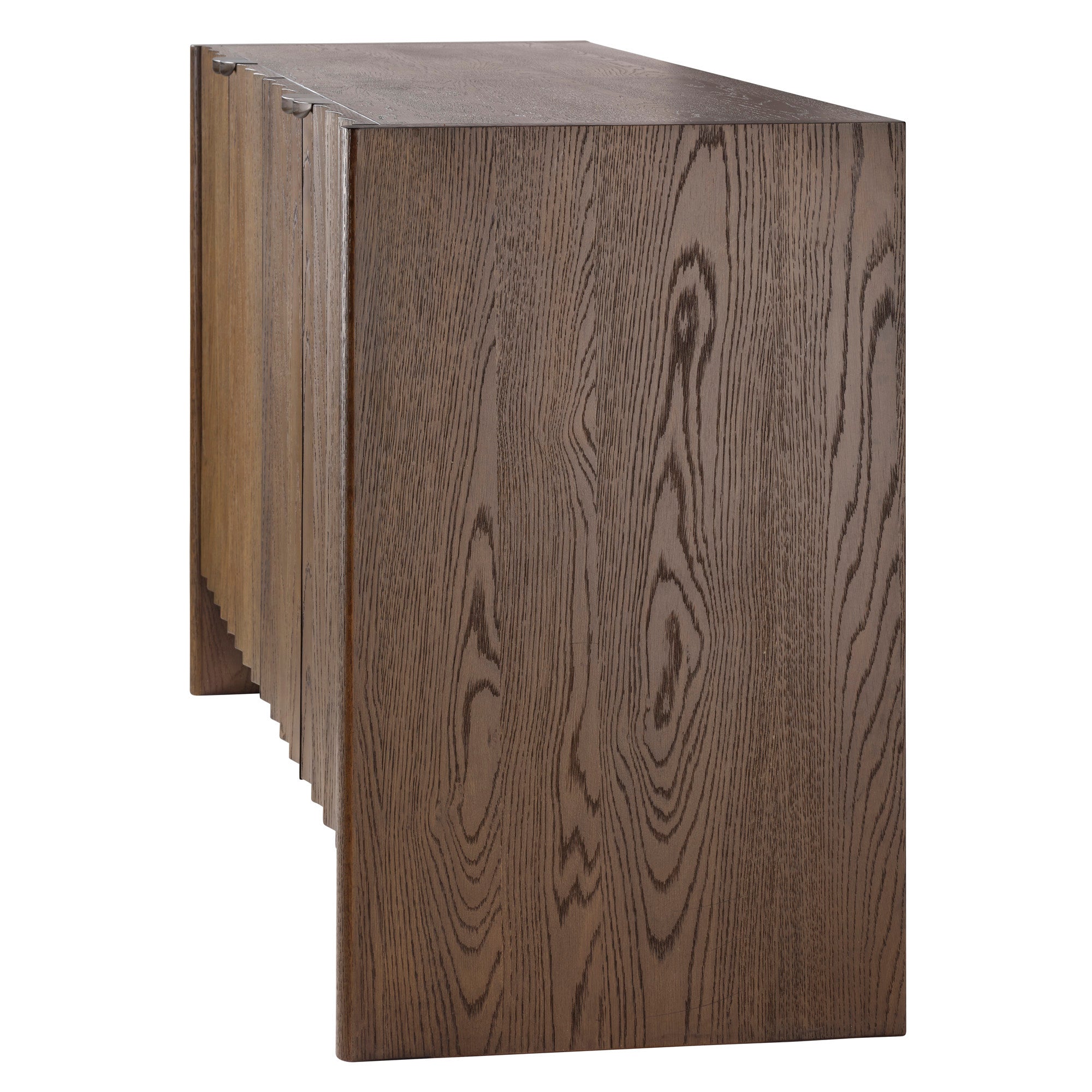 Jamie Young Finley Brown Sugar Oak Fluted Four Door Credenza