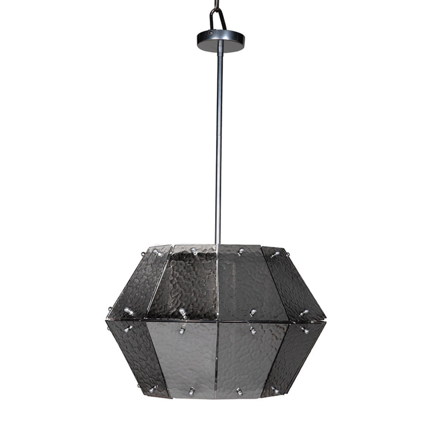 Noir Obsidian Small Chandelier crafted from iron and smoke grey glass