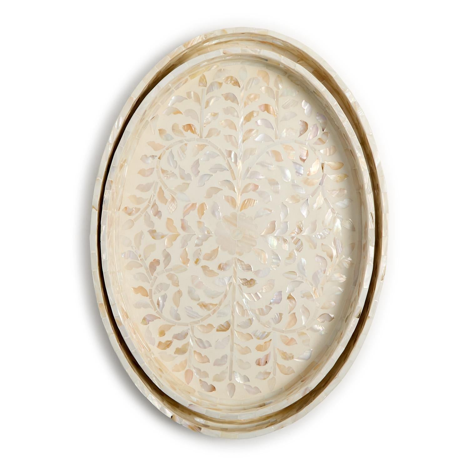 Opalescent, Mother of Pearl Oval Tray Set of 2