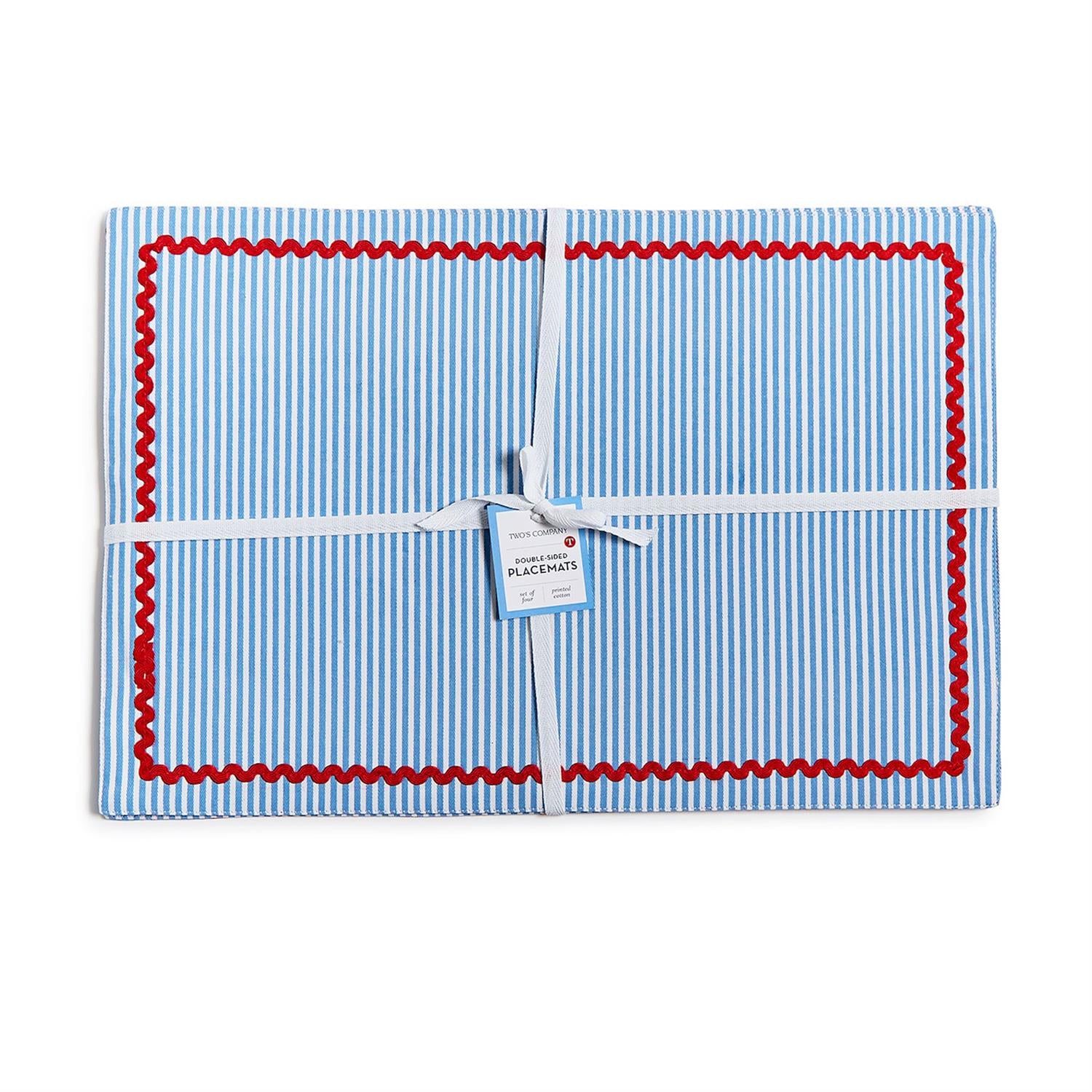 Red, White and Bloom Double Sided Fabric Placemat Set of 4