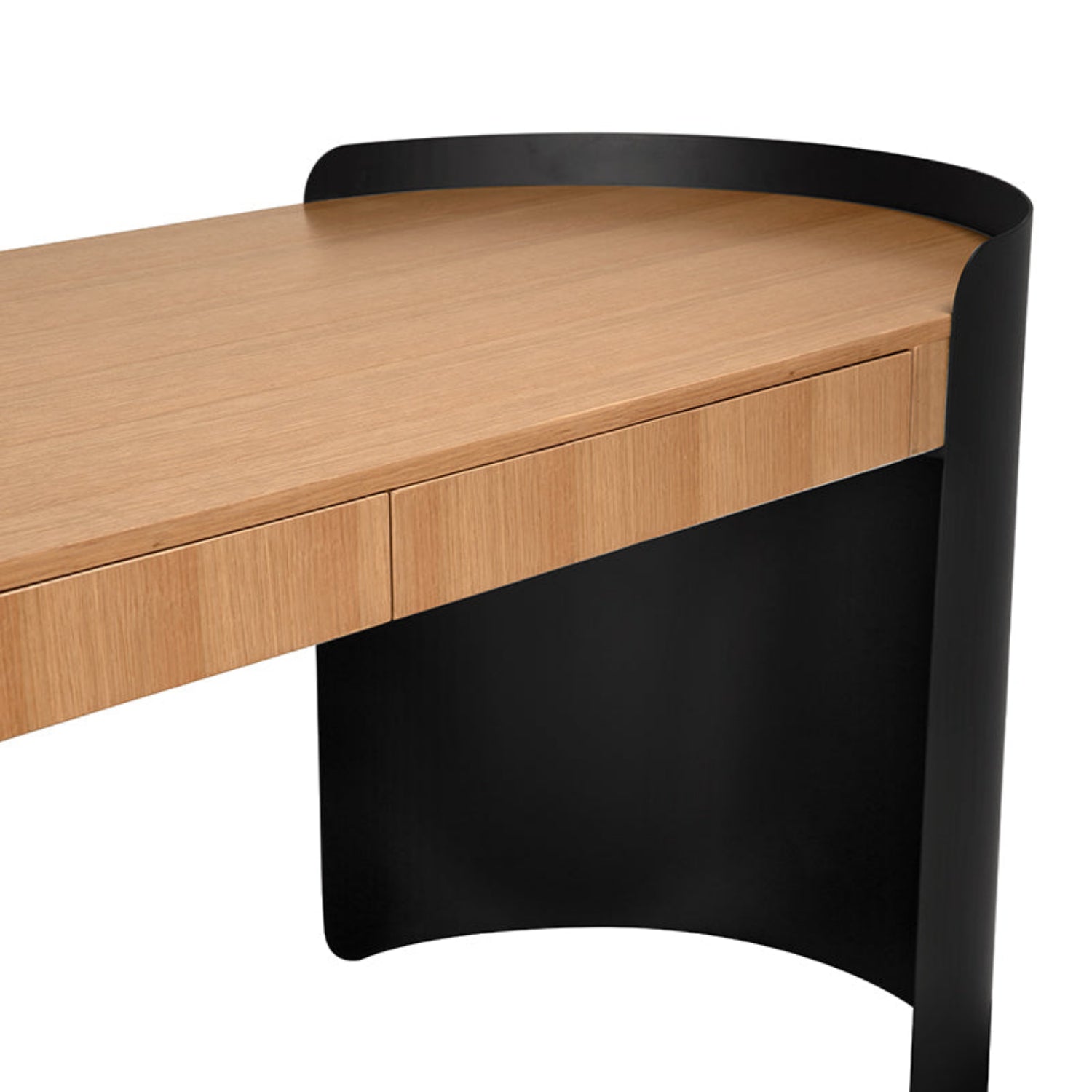 Noir Tessio Desk in matte black and natural oak