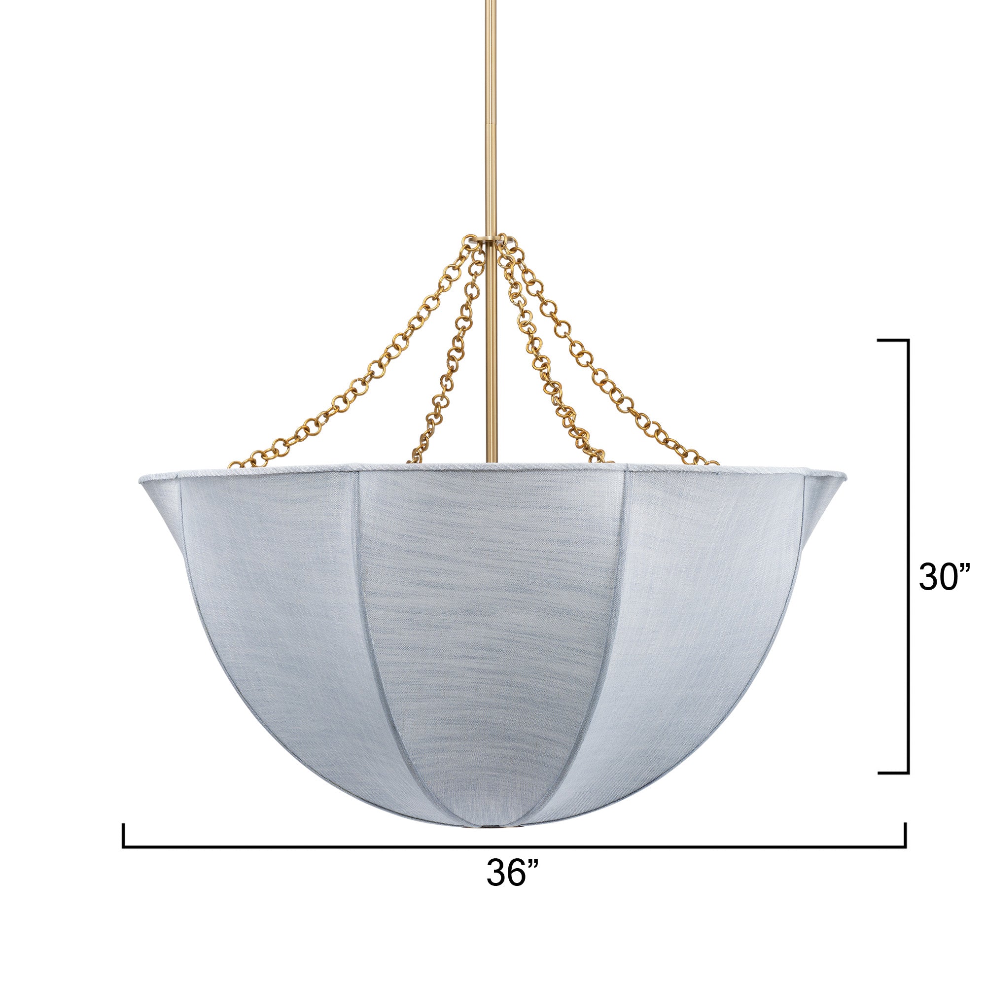 Jamie Young Aire Pale Blue Linen 4-Light Large Chandelier