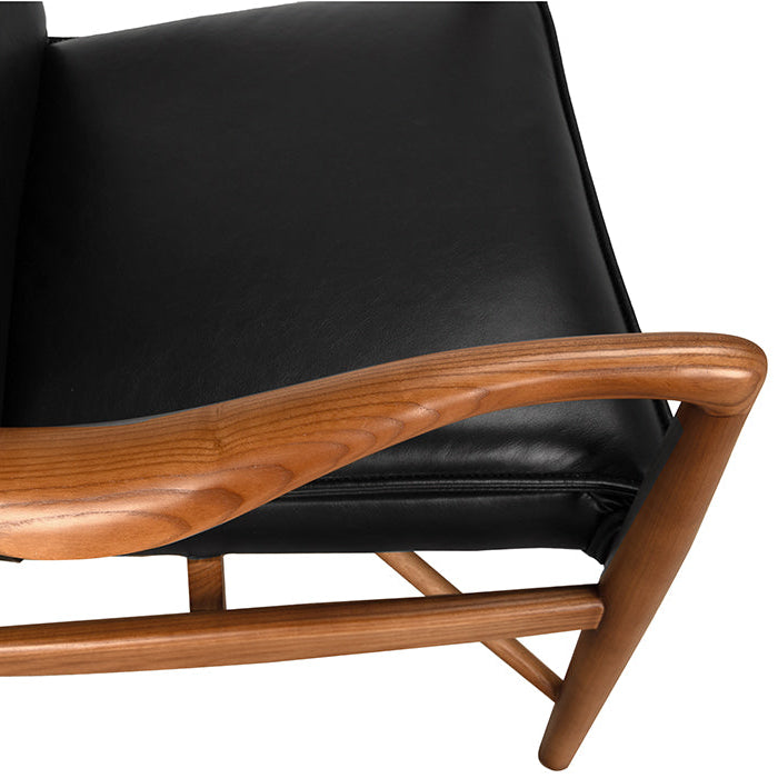 Noir Weston Chair with Black Leather, Dark Walnut finish