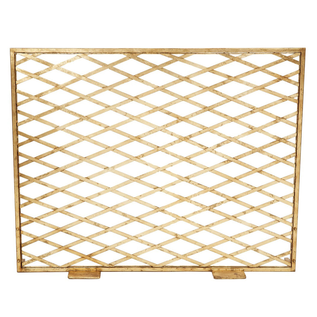 Old World Design Trellis Golden Fireplace Screen