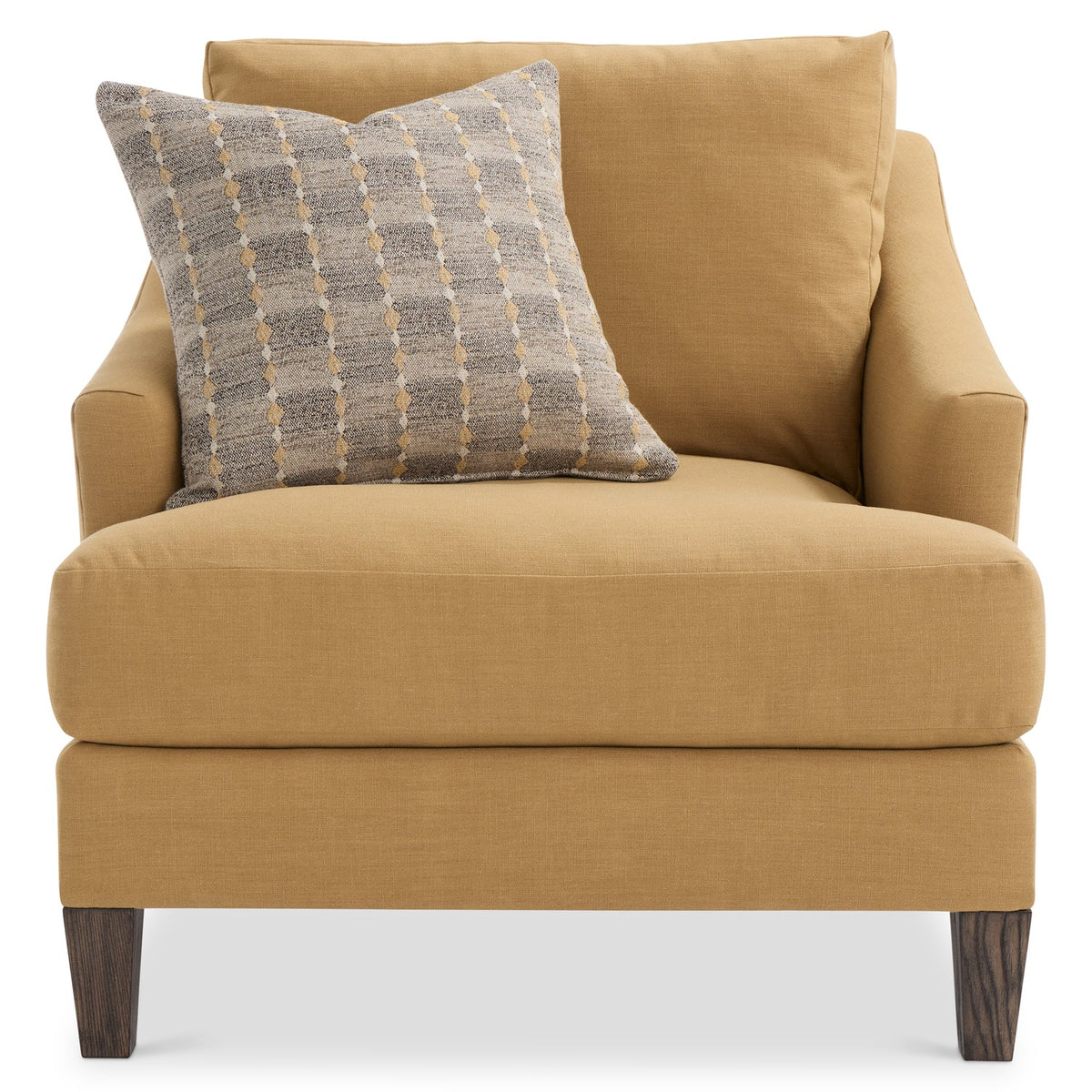 Bernhardt Living Marisol Fabric Chair in Camel, angled three-quarter view