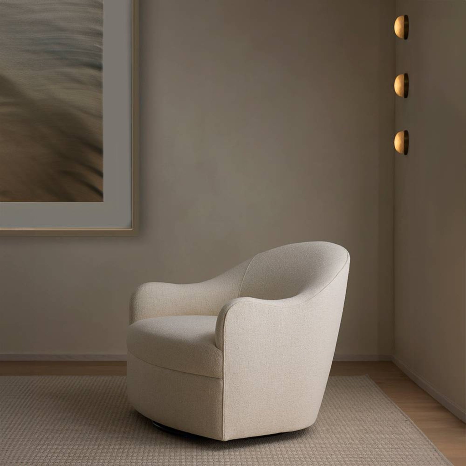 Arteriors Delfino Oxford White Swivel Chair