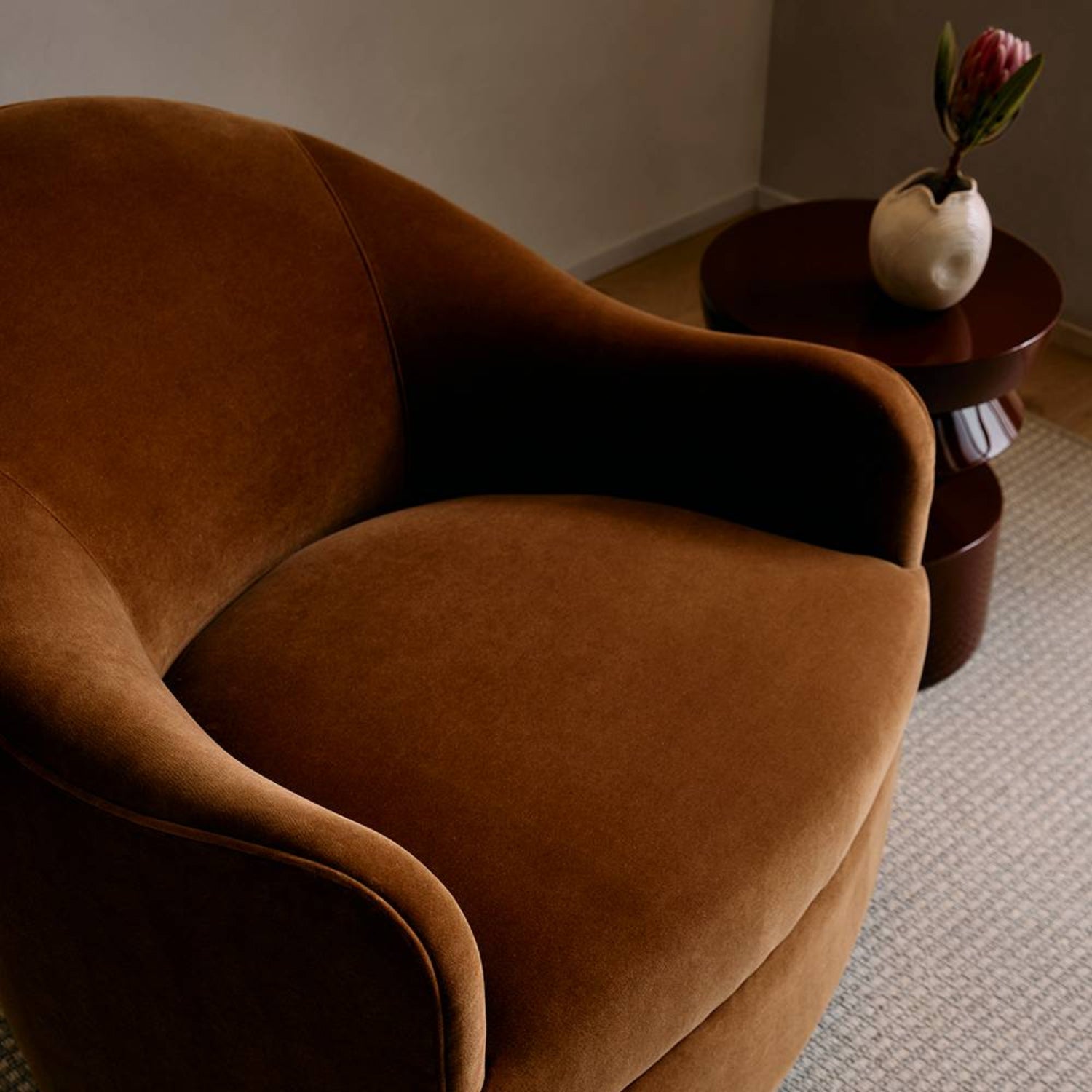Arteriors Delfino Cider Performance Velvet Swivel Chair