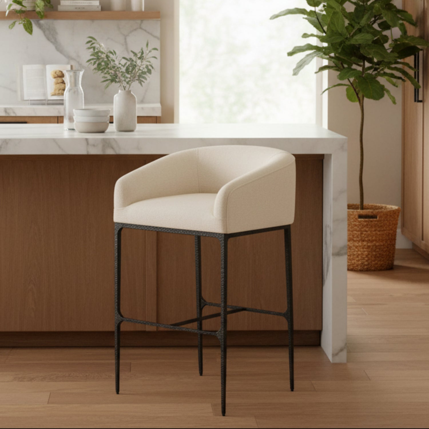 Arteriors Osbourne Oxford White Bar Stool