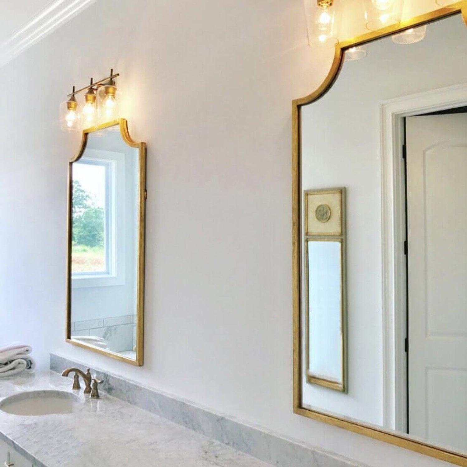 Metal Scalloped Corner Wall Mirror