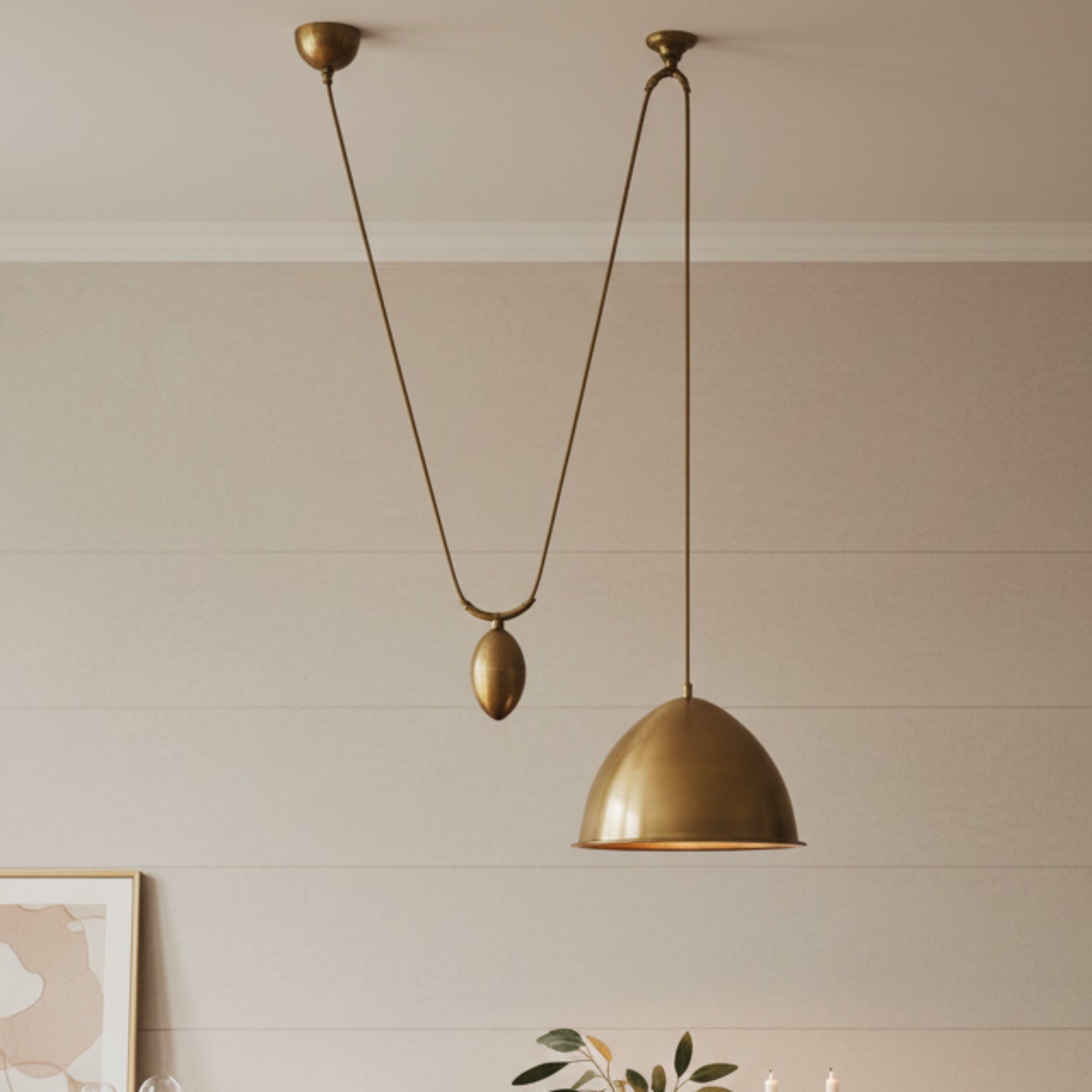 Arteriors Egg Drop Antique Brass Pendant