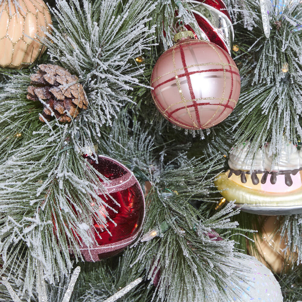 Glitter Plaid Ornament Set of 6