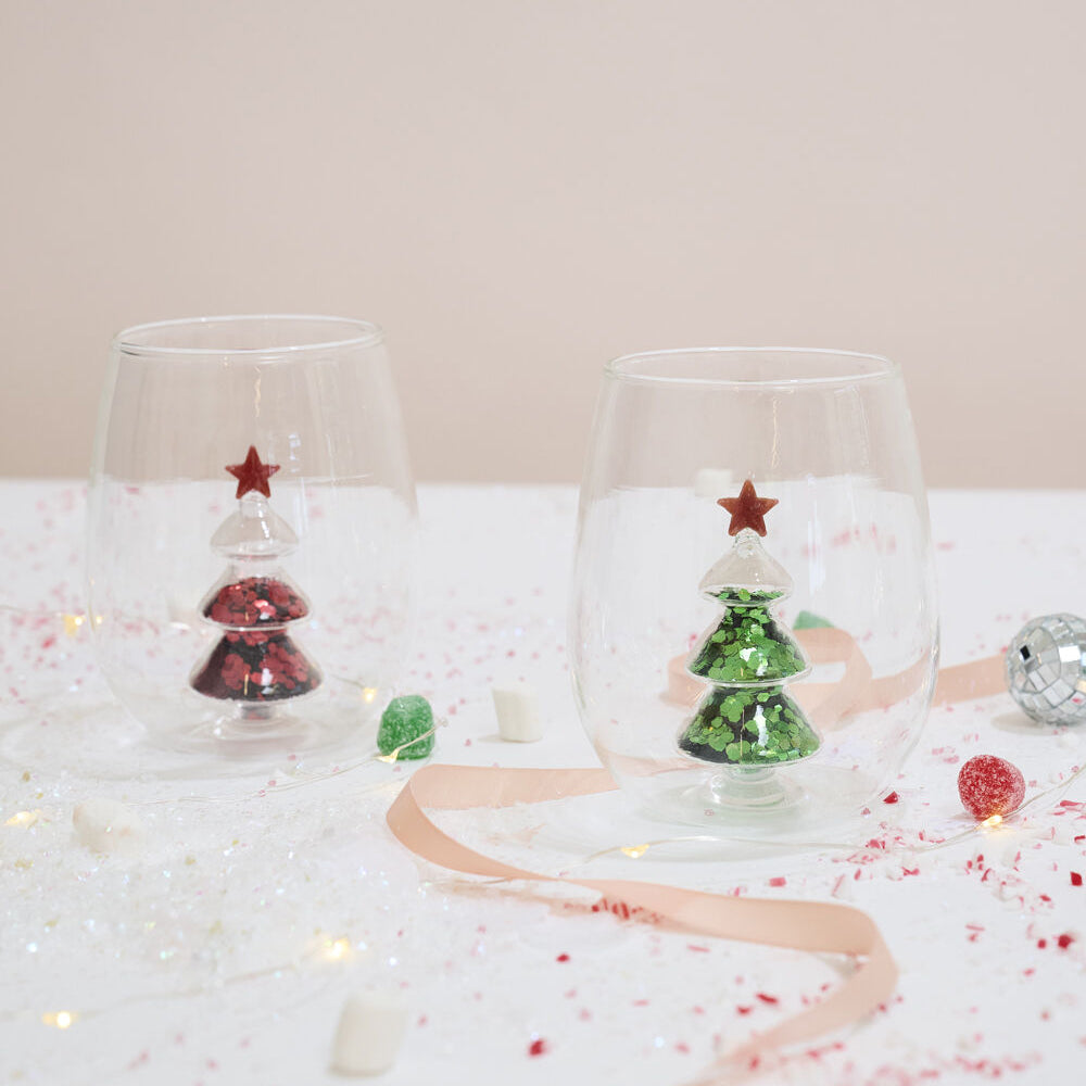 Glitter Tree Drinkware Set of 4