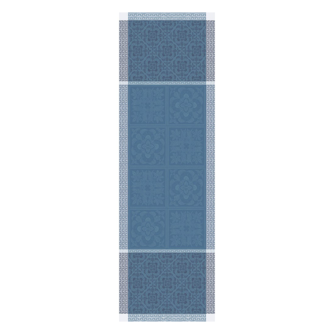 Garnier Thiebaut Harmonie Bleu Jacquard Tablerunner