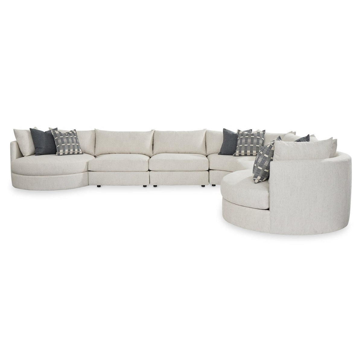 Bernhardt Living Ferris Fabric 6 Piece Sectional Sofa in White, angled three-quarter view