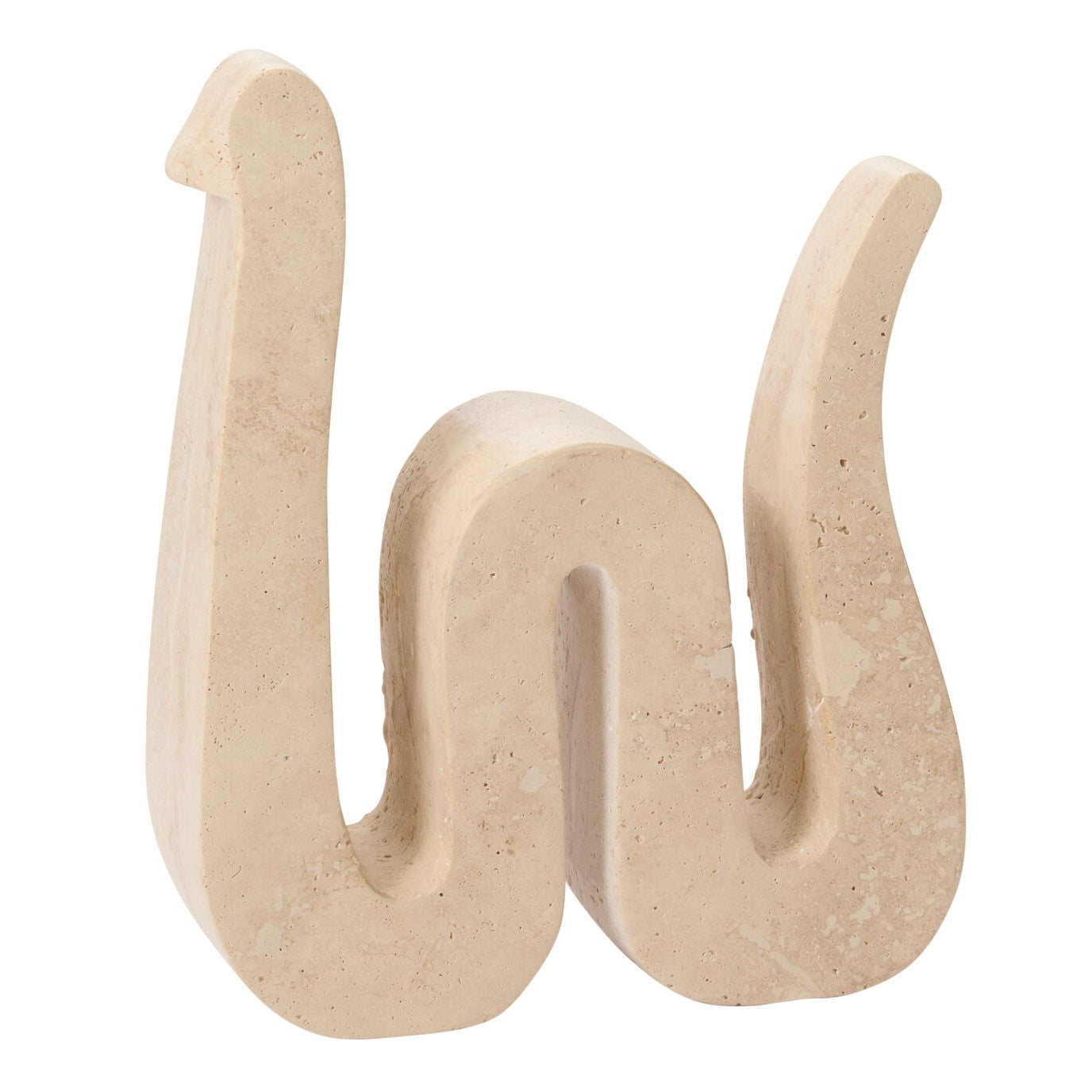 Kingsnake Sculpture styled view, tan travertine snake sculpture