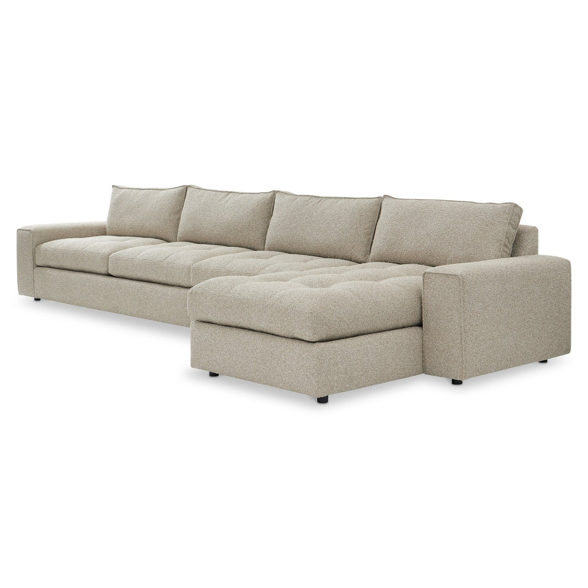 Bernhardt Living Nest 3pc Right Facing Fabric Sectional Sofa in Brown, back view