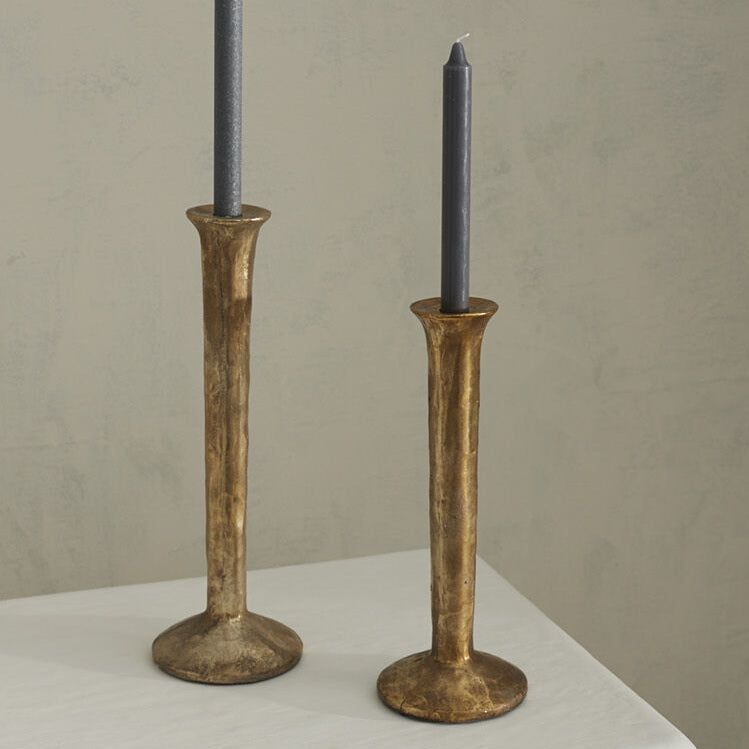 Krysos Candlestick Set of 2, mottled gold candlestick set of 2