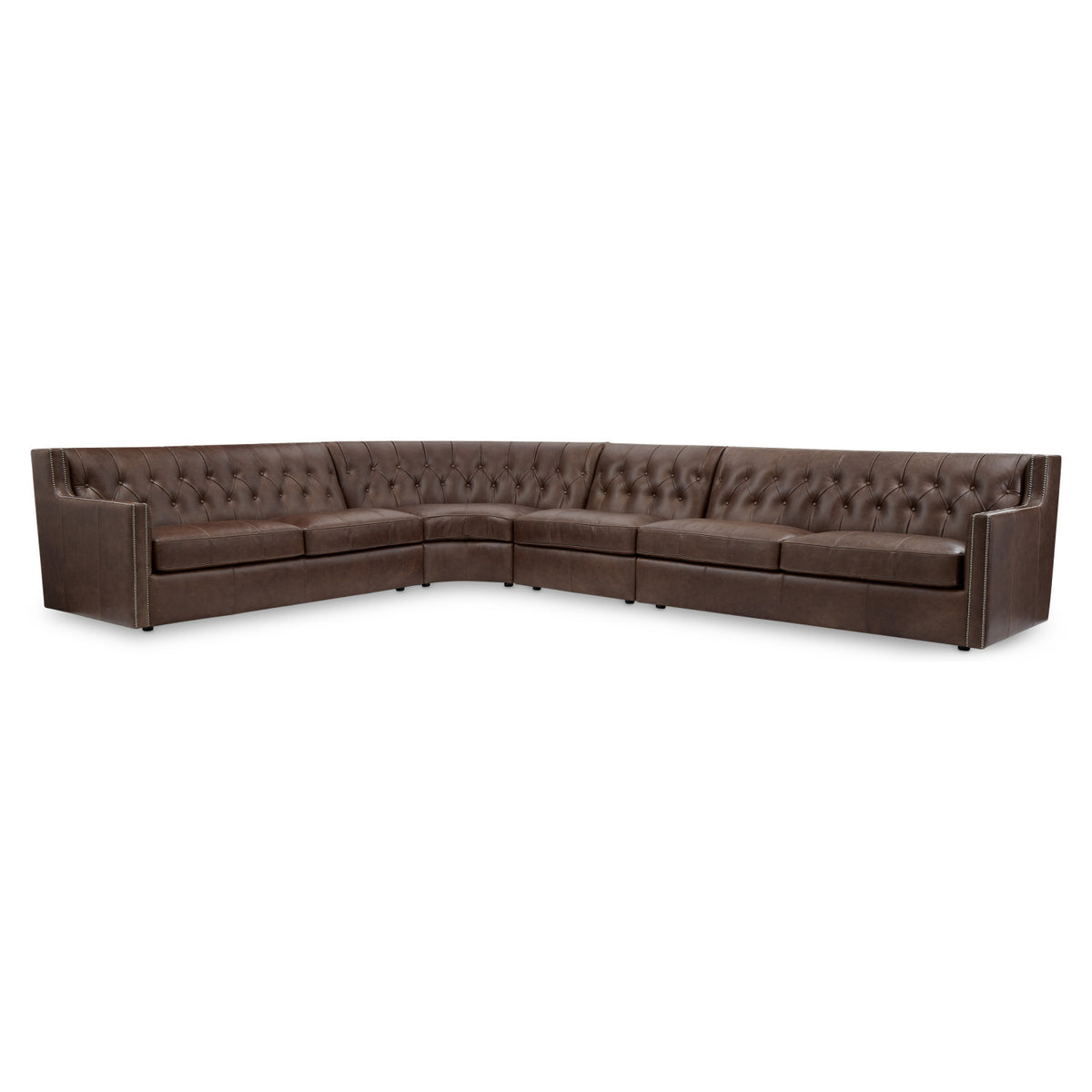 Bernhardt Candace 4 Piece Leather Sectional in Brown, alternate angle