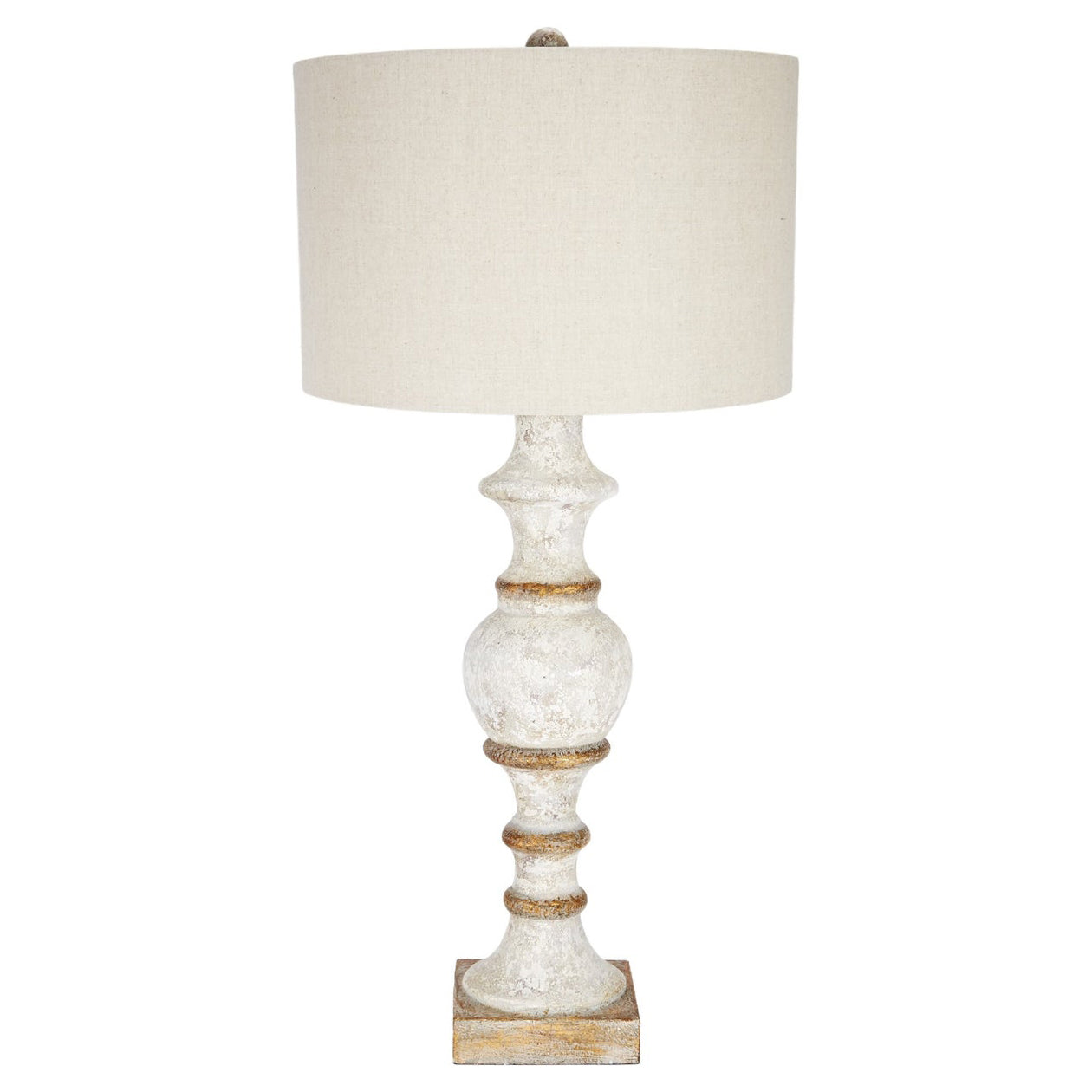 Old World Design Spindle French White and Gold Table Lamp