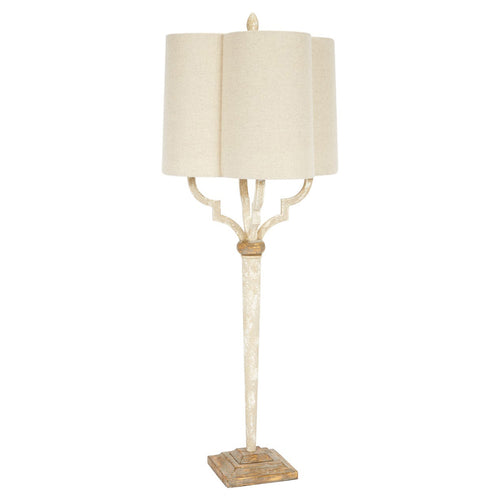 Old World Design Lee Quatrefoil French White & Gold Table Lamp