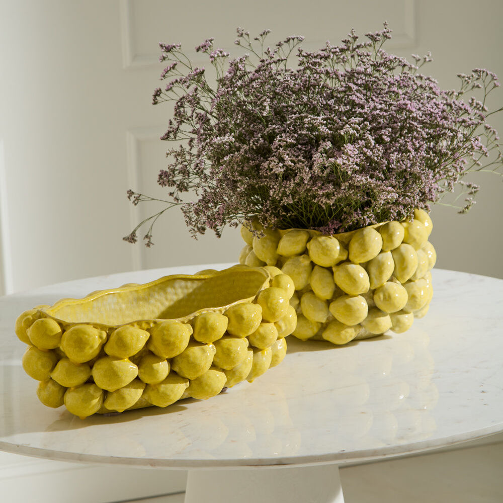 Layered Lemon Bowl alternate view, yellow ceramic lemon bowl