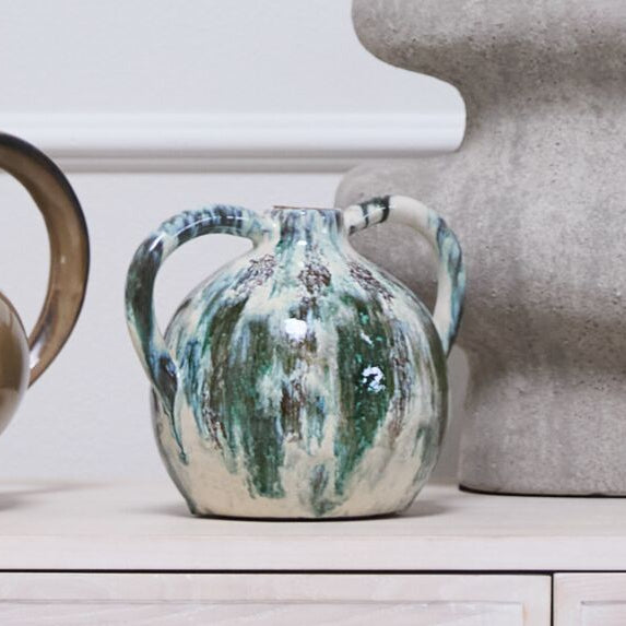 Mallika Jug, green and teal ceramic jug