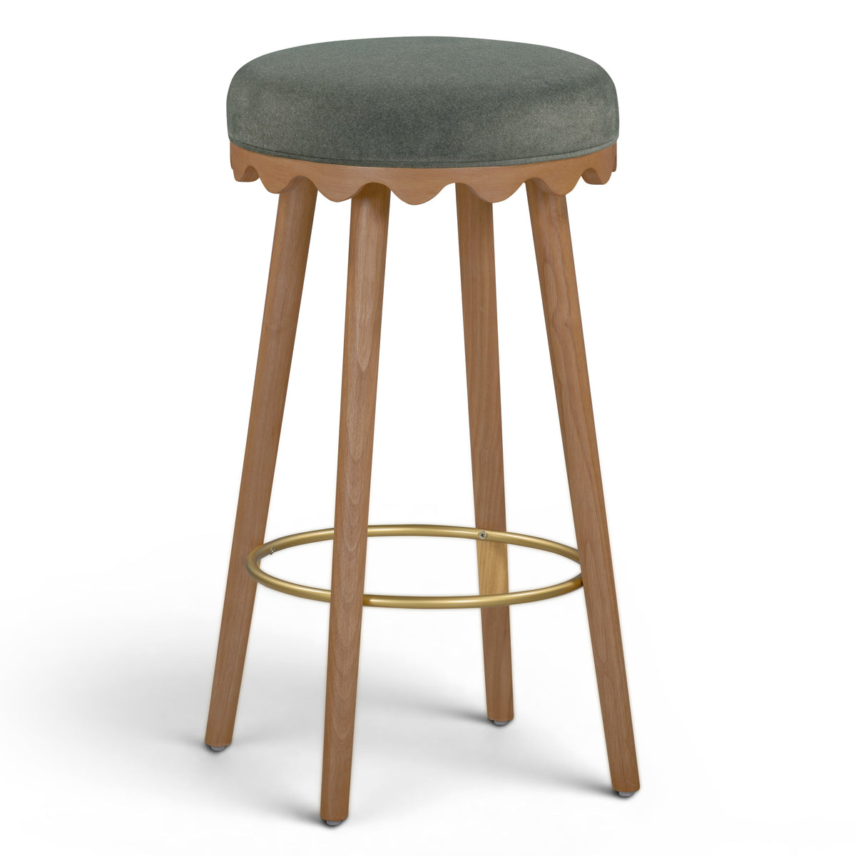 TOV Furniture Oodle Performance Vegan Mohair Bar and Counter Stool in green faux mohair, primary product view