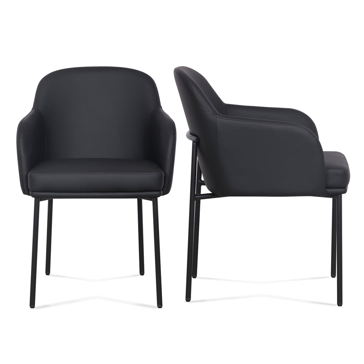 TOV Furniture Sydney Performance Vegan Leather Armchair - Set of 2 in Black Fabric, primary product view
