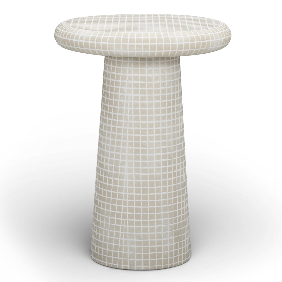 TOV Furniture Monica Tiled Pattern Indoor/Outdoor Side Table in beige tile and concrete, primary product view