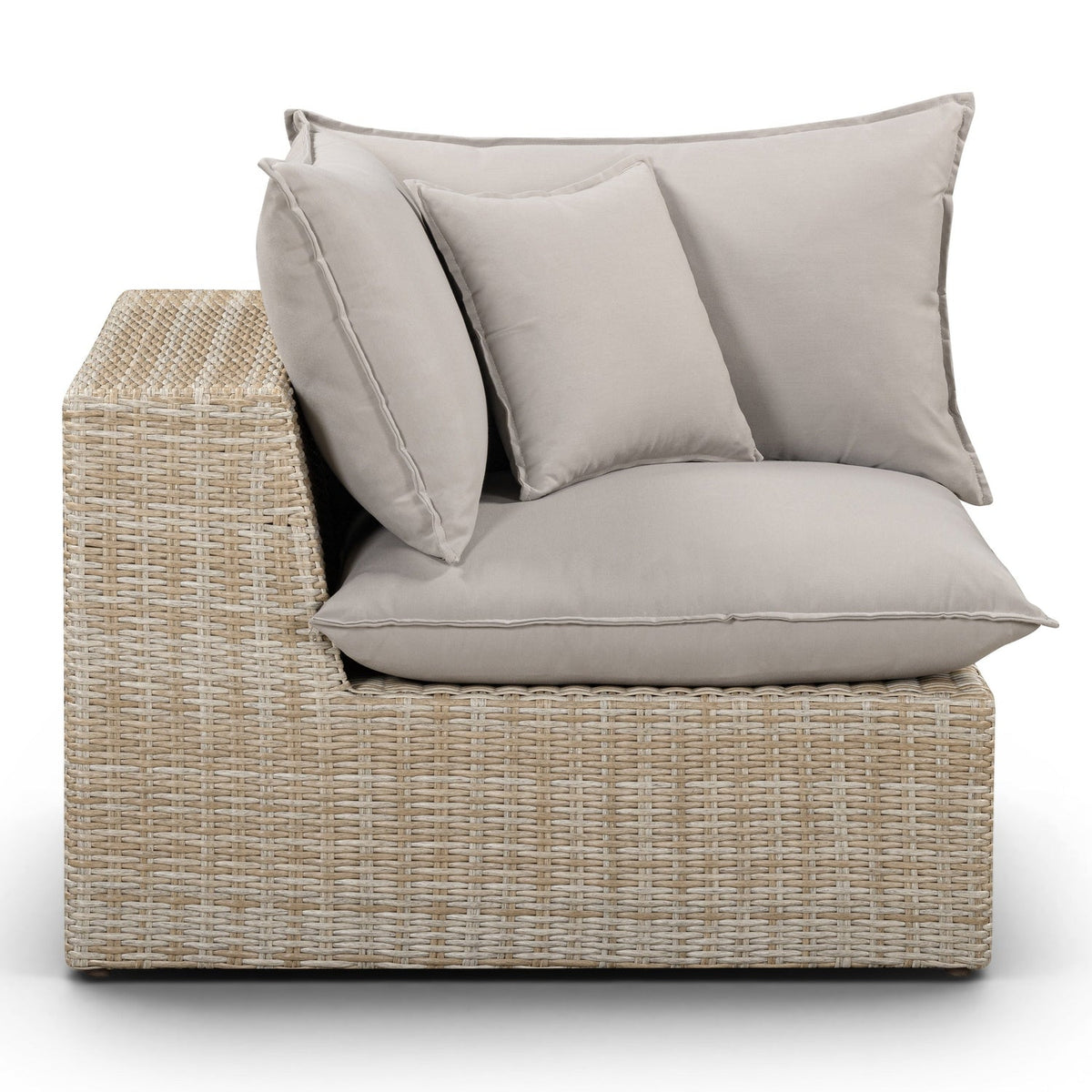 TOV Furniture Cali Gray Performance Wicker Outdoor Corner Chair