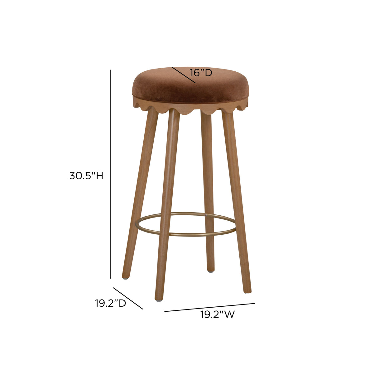 TOV Furniture Oodle Bronze Performance Vegan Mohair Bar Stool
