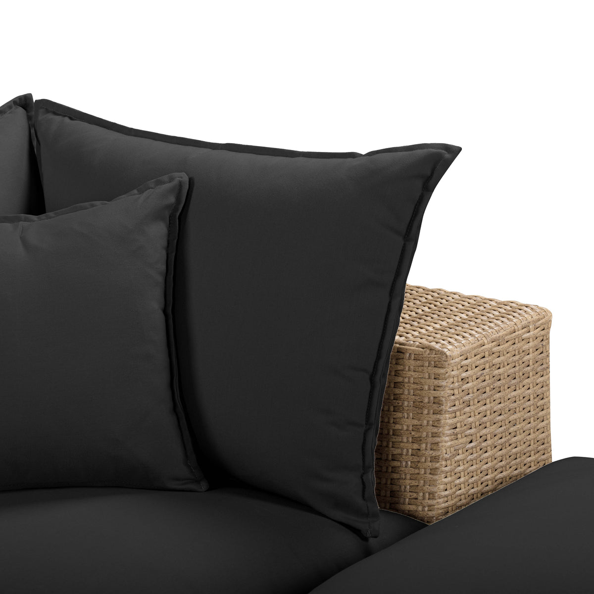 TOV Furniture Cali Black Performance Wicker 4-Piece Outdoor Sectional Sofa