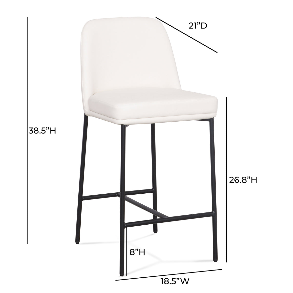 TOV Furniture Sydney Cream Performance Vegan Leather Counter Stool Set of 2