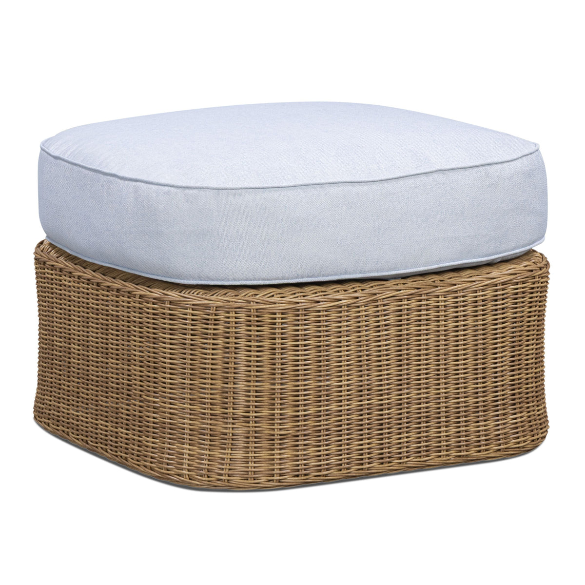 TOV Furniture Axel Blue Boucle Outdoor Ottoman in blue boucle, primary product view
