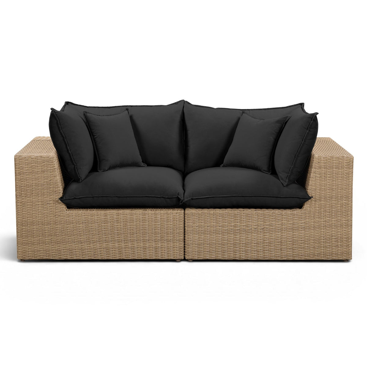 TOV Furniture Cali Black 80in Performance Wicker Outdoor Loveseat
