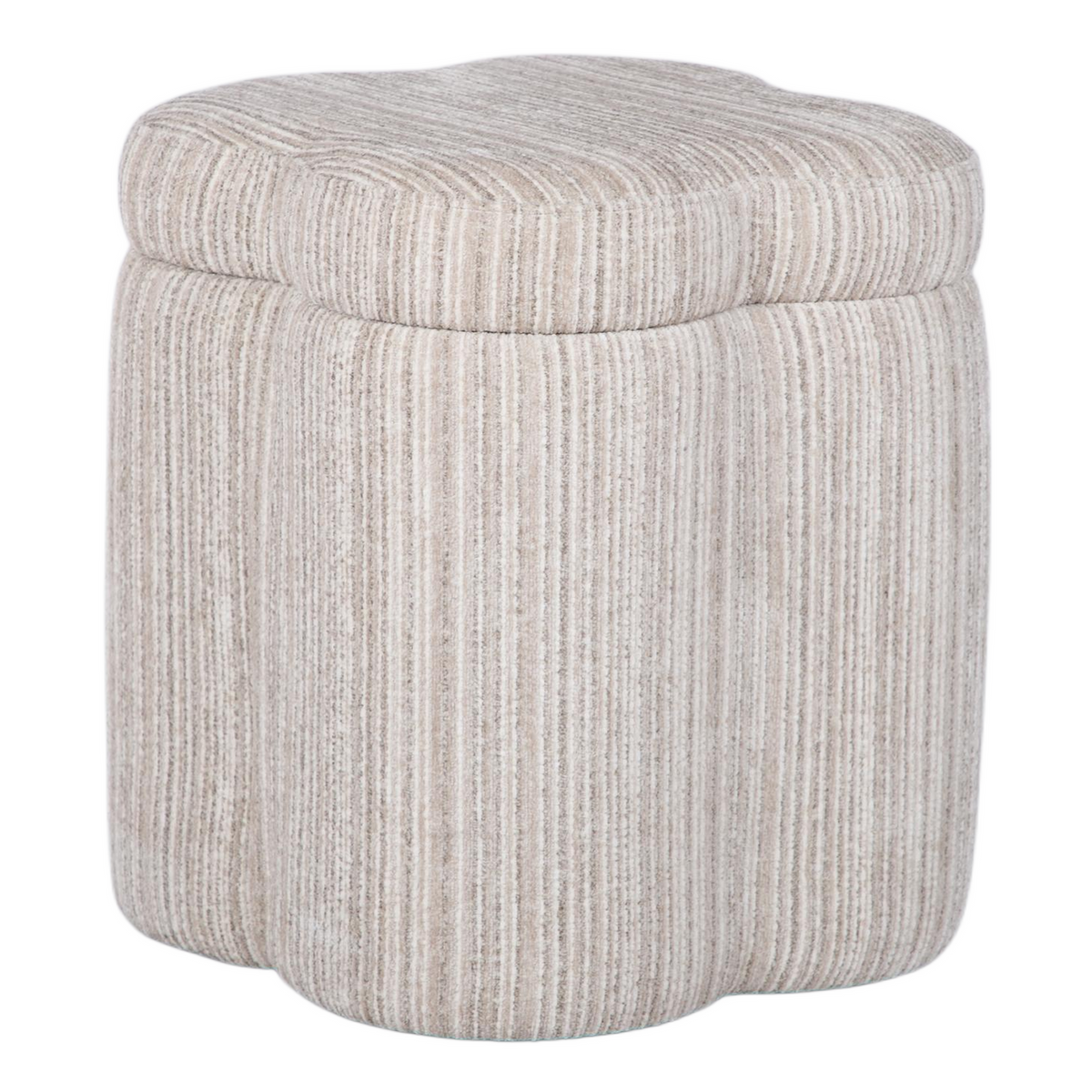 TOV Furniture Lilou Cream Striped Jacquard Storage Accent Stool in cream striped chenille, primary product view