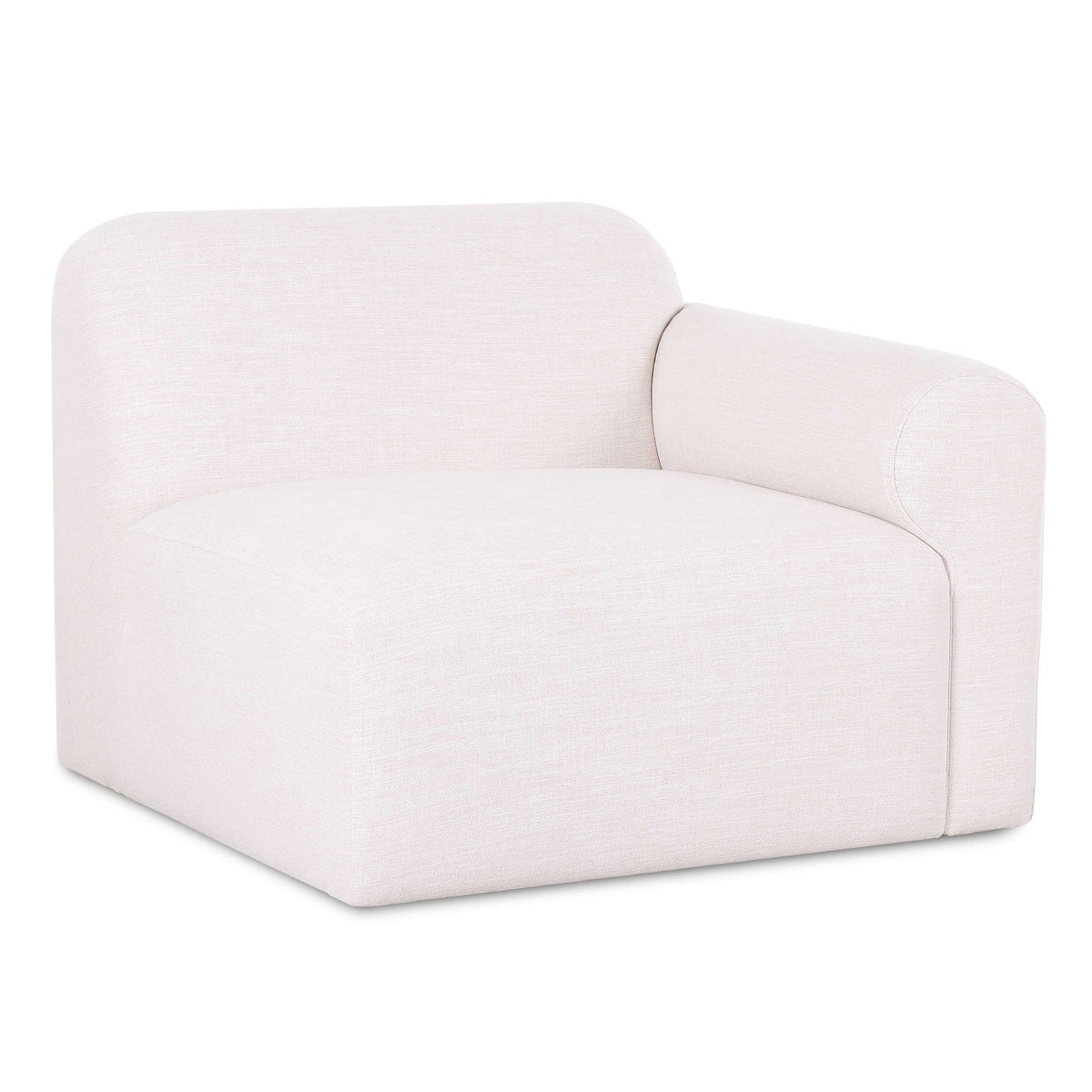 TOV Furniture Gorge Cream Right Modular Corner Chair in cream linen over a plywood frame, primary product view