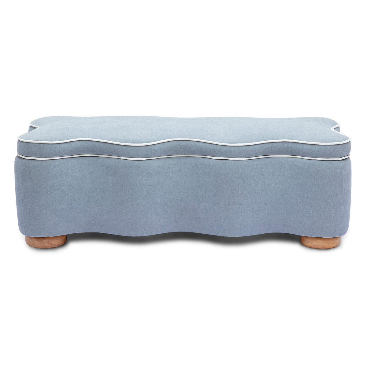 TOV Furniture Thalia 48.5 inch Performance Velvet Storage Bench in blue velvet, primary product view