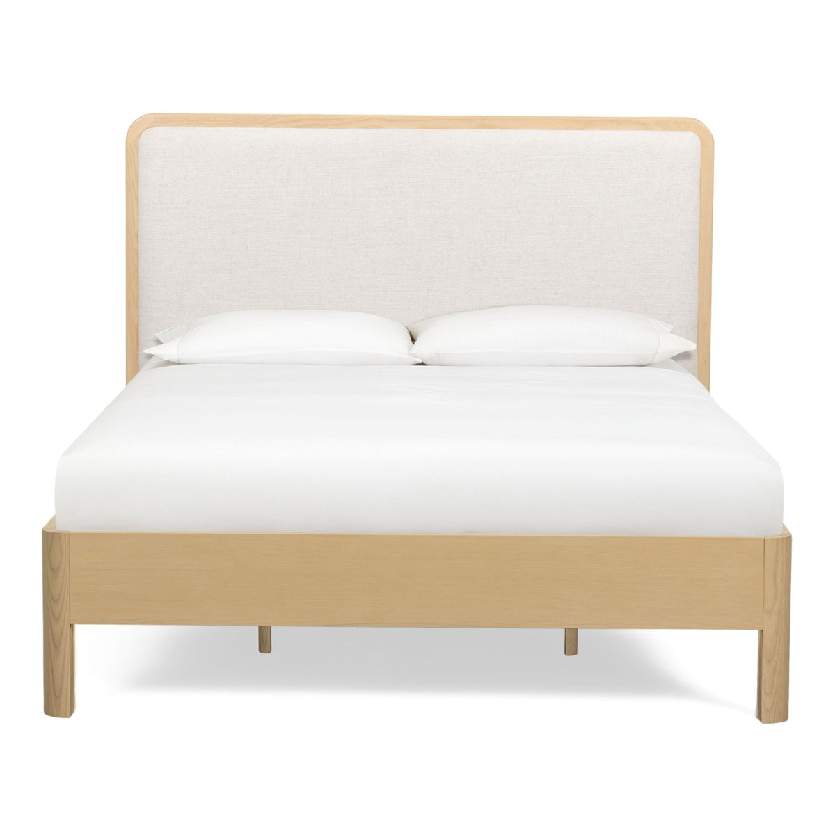 TOV Furniture Rafaelle Natural Solid Ash Bed in natural ash with cream headboard, primary product view
