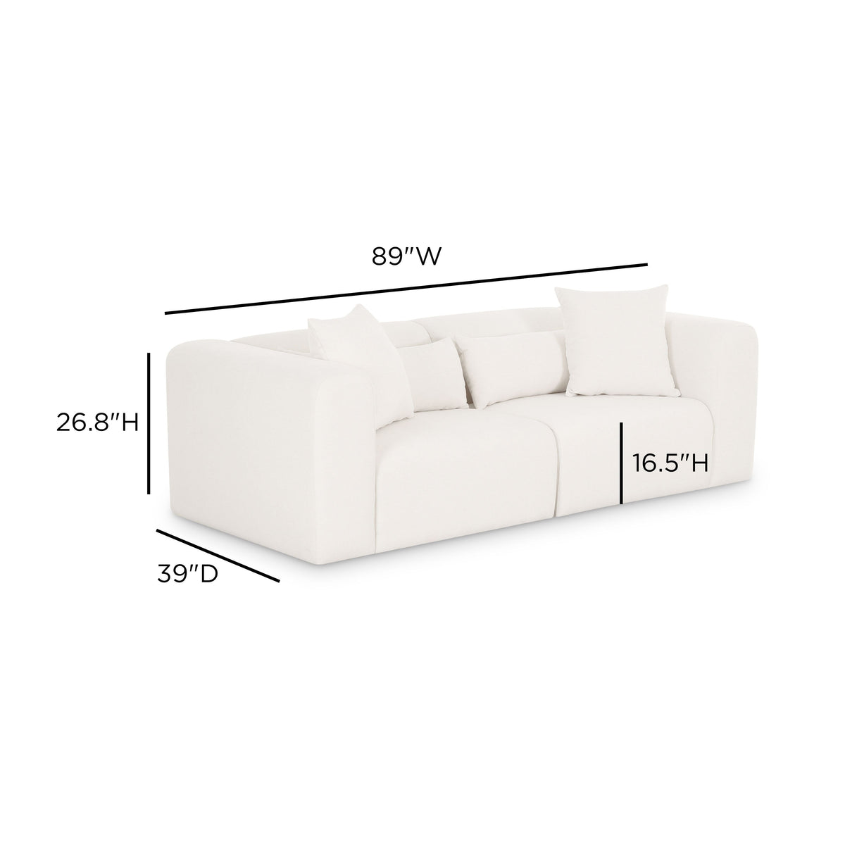 TOV Furniture Tarra 86in Modular Loveseat
