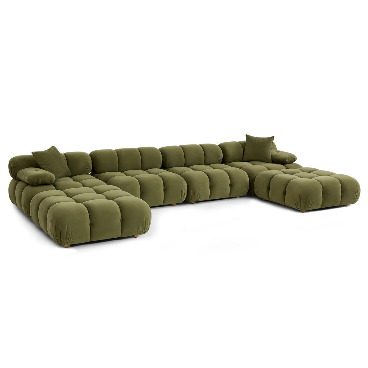 TOV Furniture Calliope Olive Green Performance 6-piece Modular U-Sectional Sofa in olive green velvet, primary product view