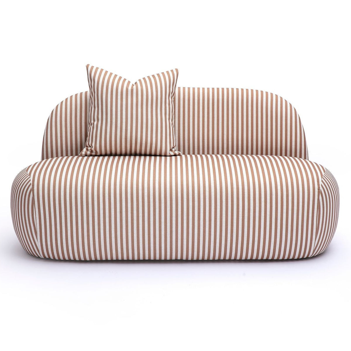 TOV Furniture Carraway Brown Stripe 59in Loveseat in brown striped fabric, primary product view
