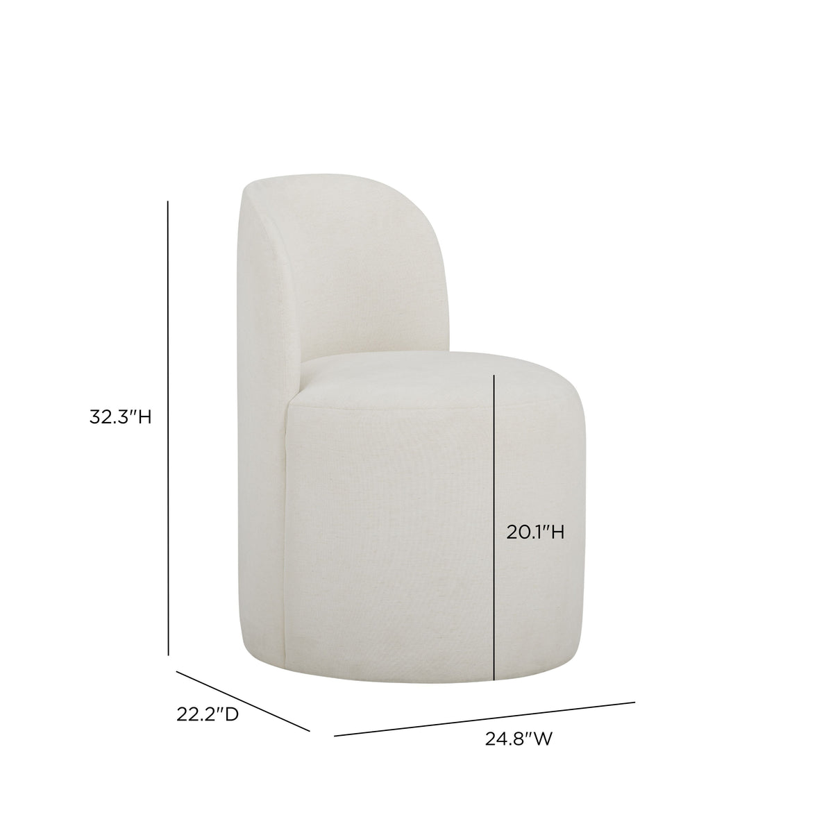 TOV Furniture Persa Cream Round Back Performance Chenille Dining Chair