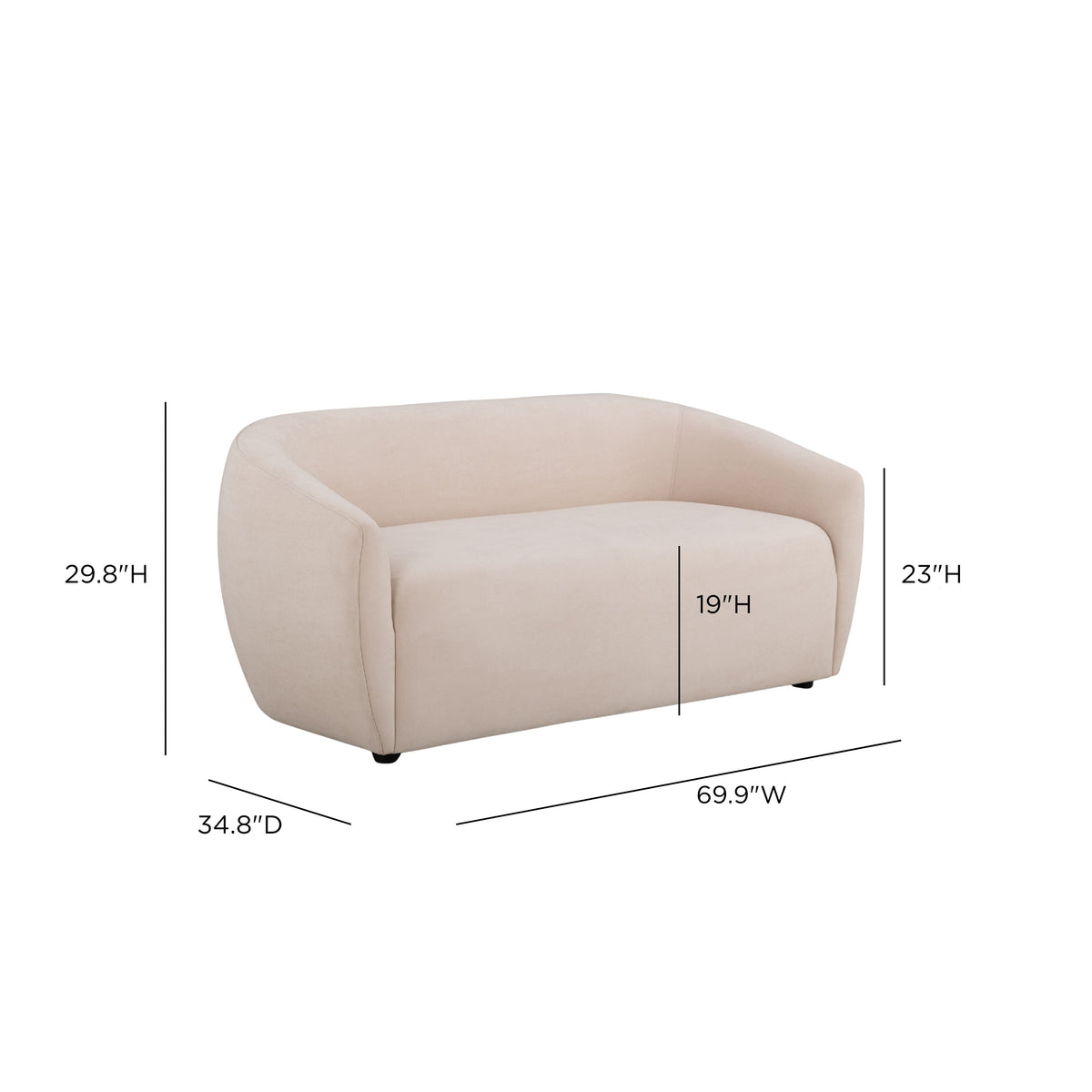 TOV Furniture Jordan Blush Textured Performance Velvet Loveseat