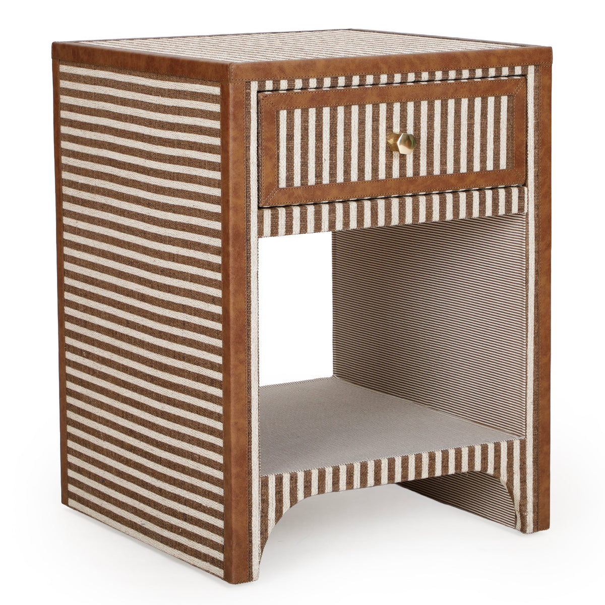 TOV Furniture Kora Brown Cotton Jute 1-Drawer Nightstand in brown cotton-jute, primary product view