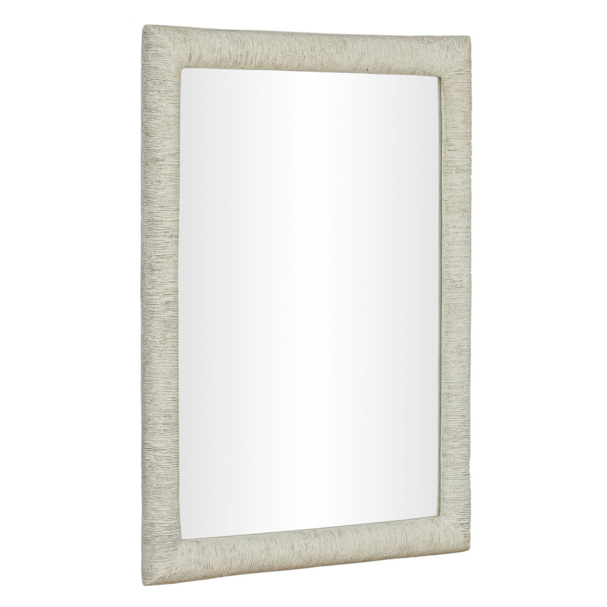 TOV Furniture Orpheus Ribbed Faux Stone Rectangular Wall Mirror in antique white, primary product view