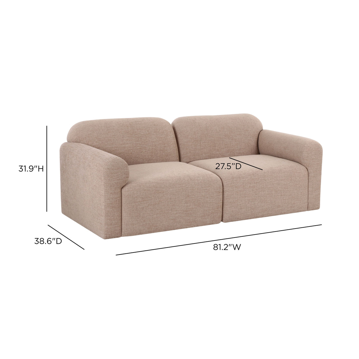 TOV Furniture Gorge Tan 81in Modular Loveseat