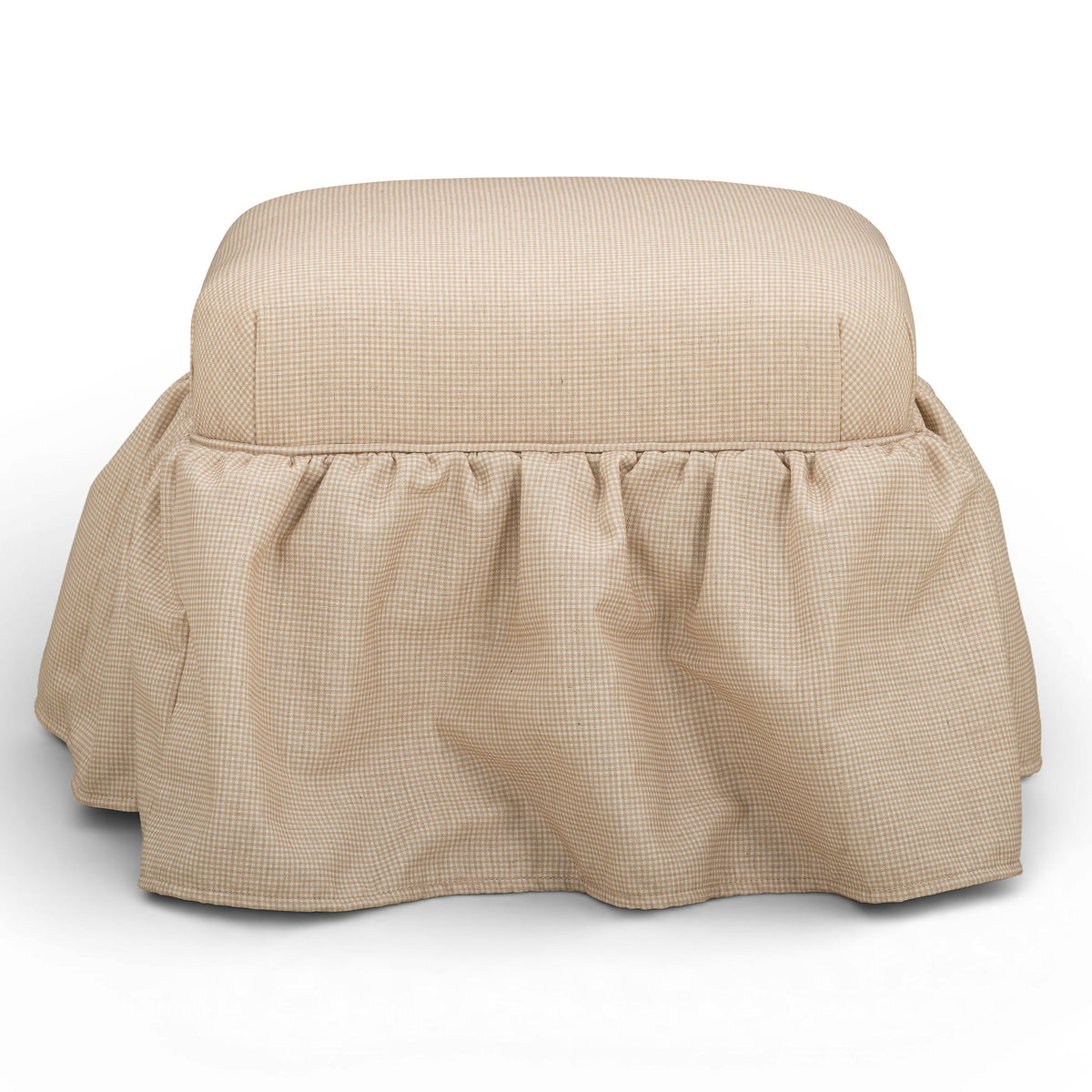 TOV Furniture Gertrude Yellow Gingham Performance Linen Skirted Ottoman